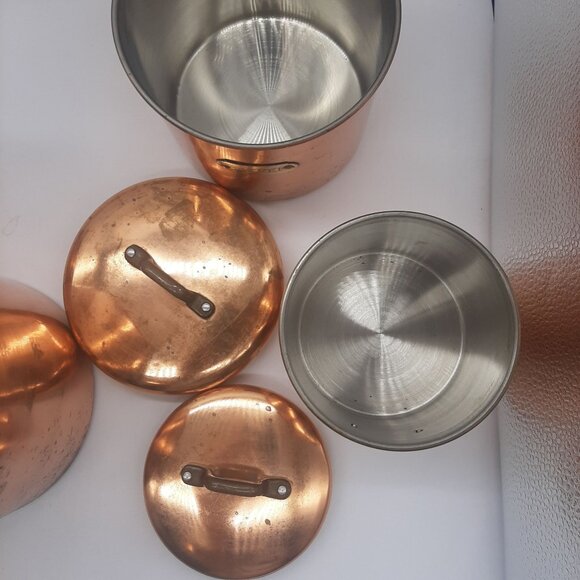 Vintage Copper Kitchen Canister Set Flour Sugar Coffee Tea Rustic Farmhouse - Picture 8 of 12